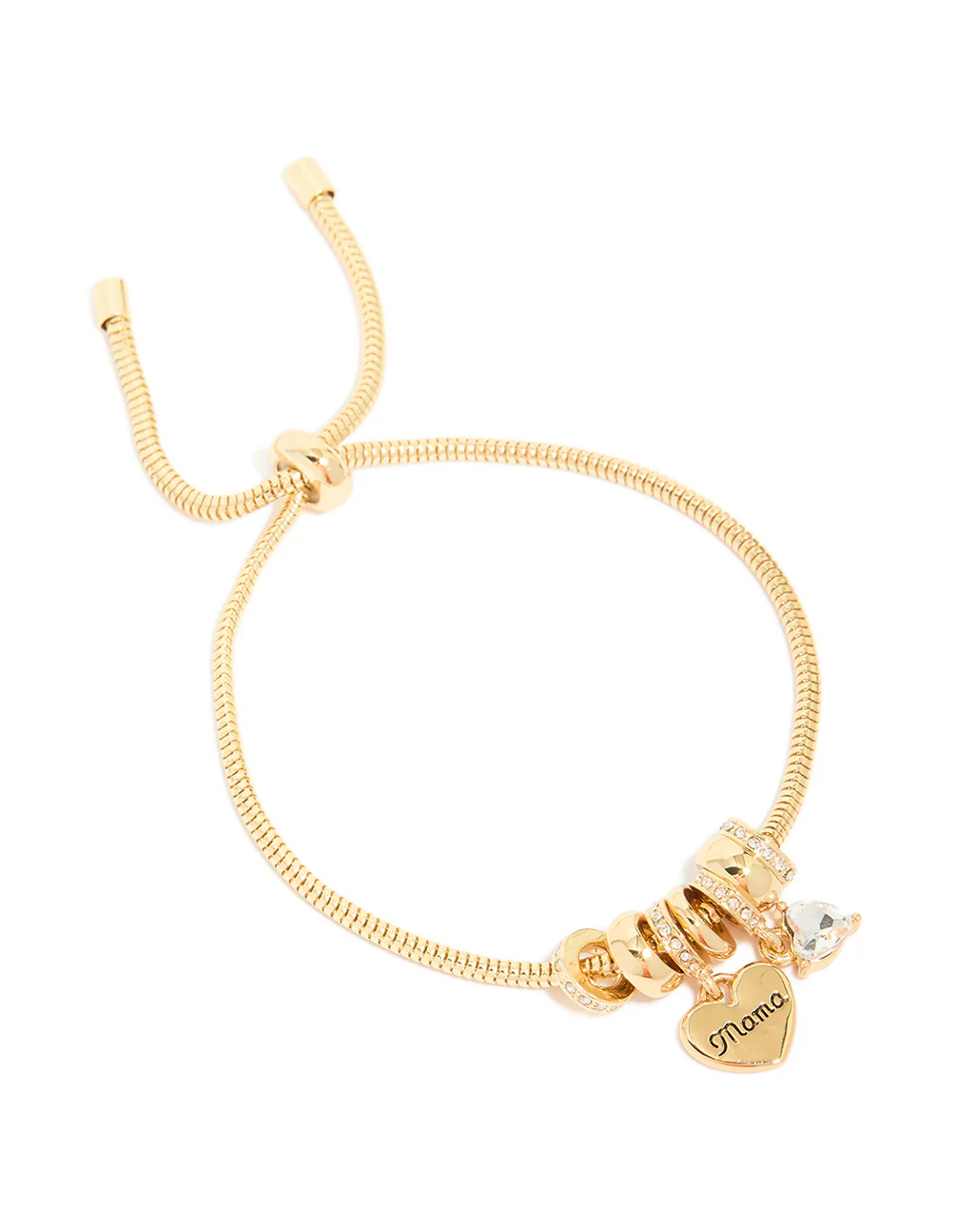 Gold Plated Diamante 'Mama' Heart Charm Toggle Bracelet