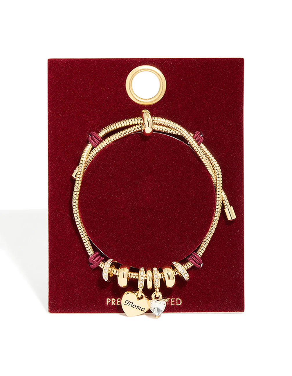 Gold Plated Diamante 'Mama' Heart Charm Toggle Bracelet - Image 4