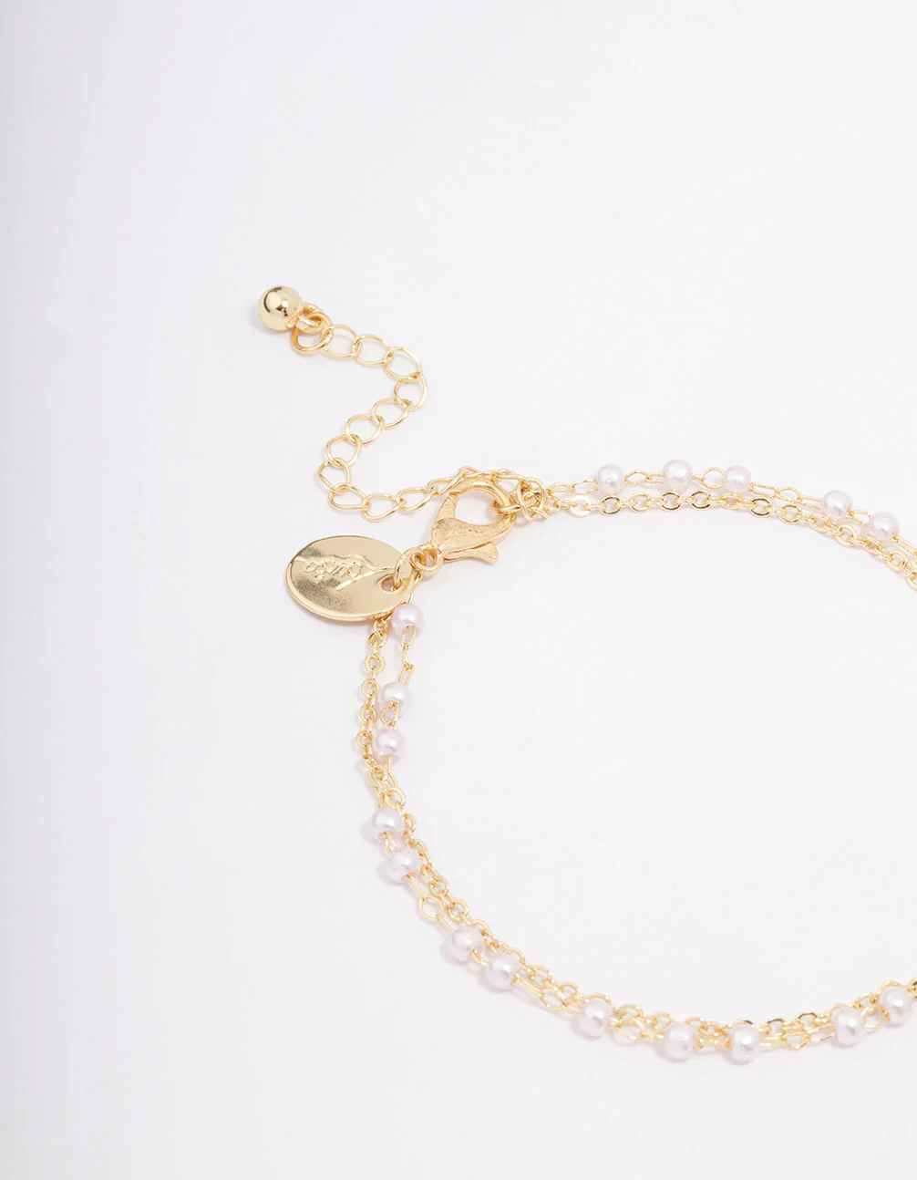 Gold Plated Diamante & Pearl Layered Bracelet - Image 3