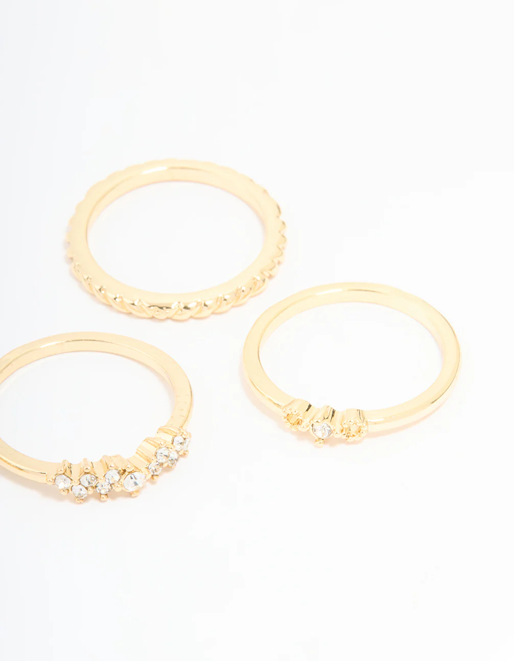 Gold Plated Diamante Rings 5-Pack - Image 3