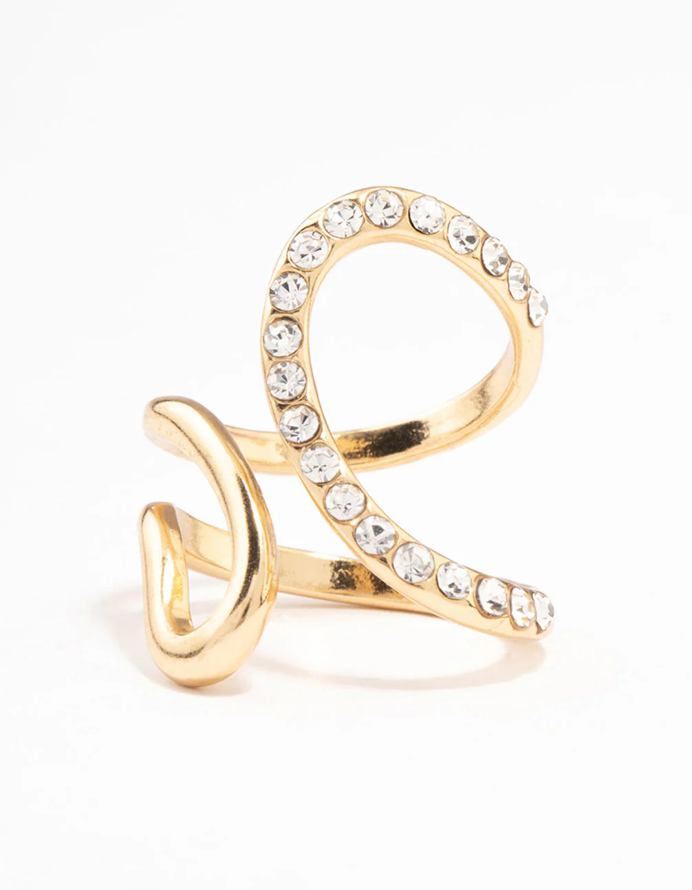 Gold Plated Diamante Trail Swirl Ring - Image 6