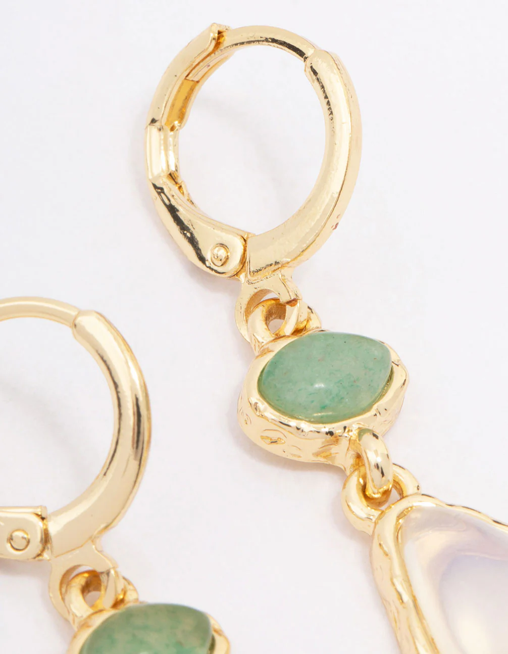 Gold Plated Double Organic Drop Earrings - Image 3