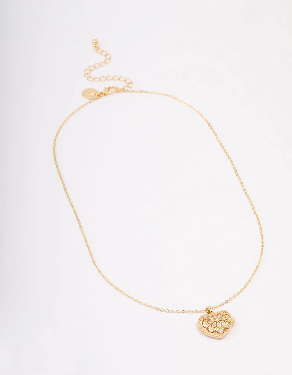 Gold Plated Elaborate Puffy Heart Locket Pendant Necklace - Image 3
