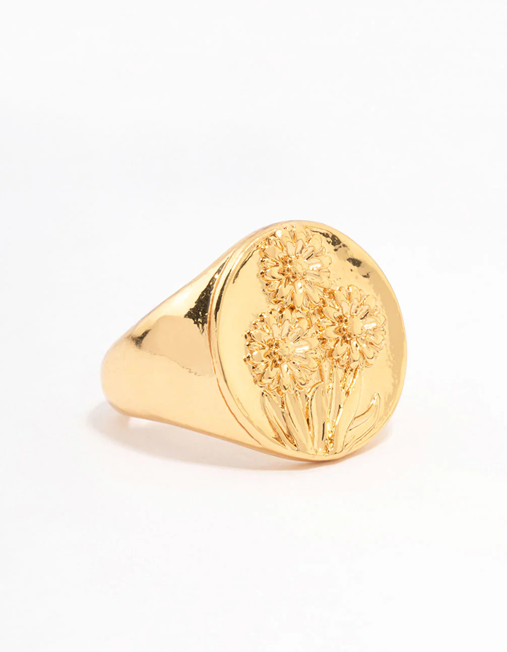 Gold Plated Floral Signet Ring - Image 7