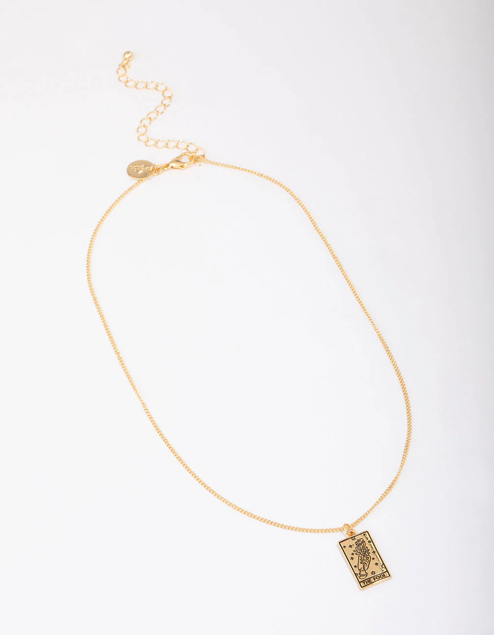 Gold Plated Fool Tarot Card Pendant Necklace - Image 3