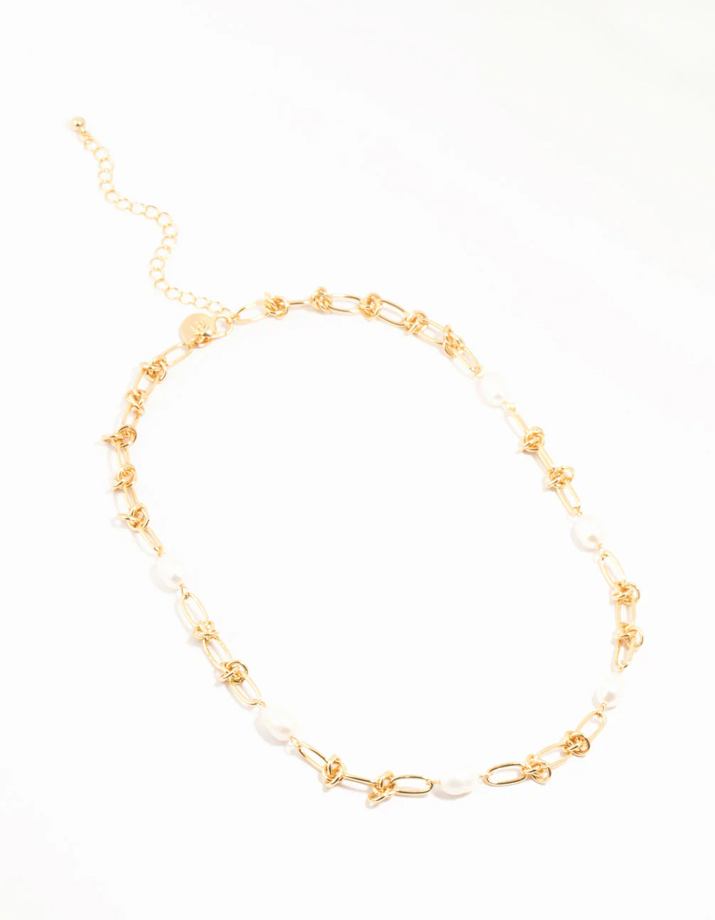 Gold Plated Freshwater Pearl & Knotted Necklace - Image 2