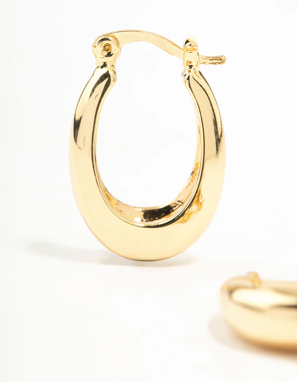 Gold Plated Long Thin Oval Hoop Earrings - Image 4