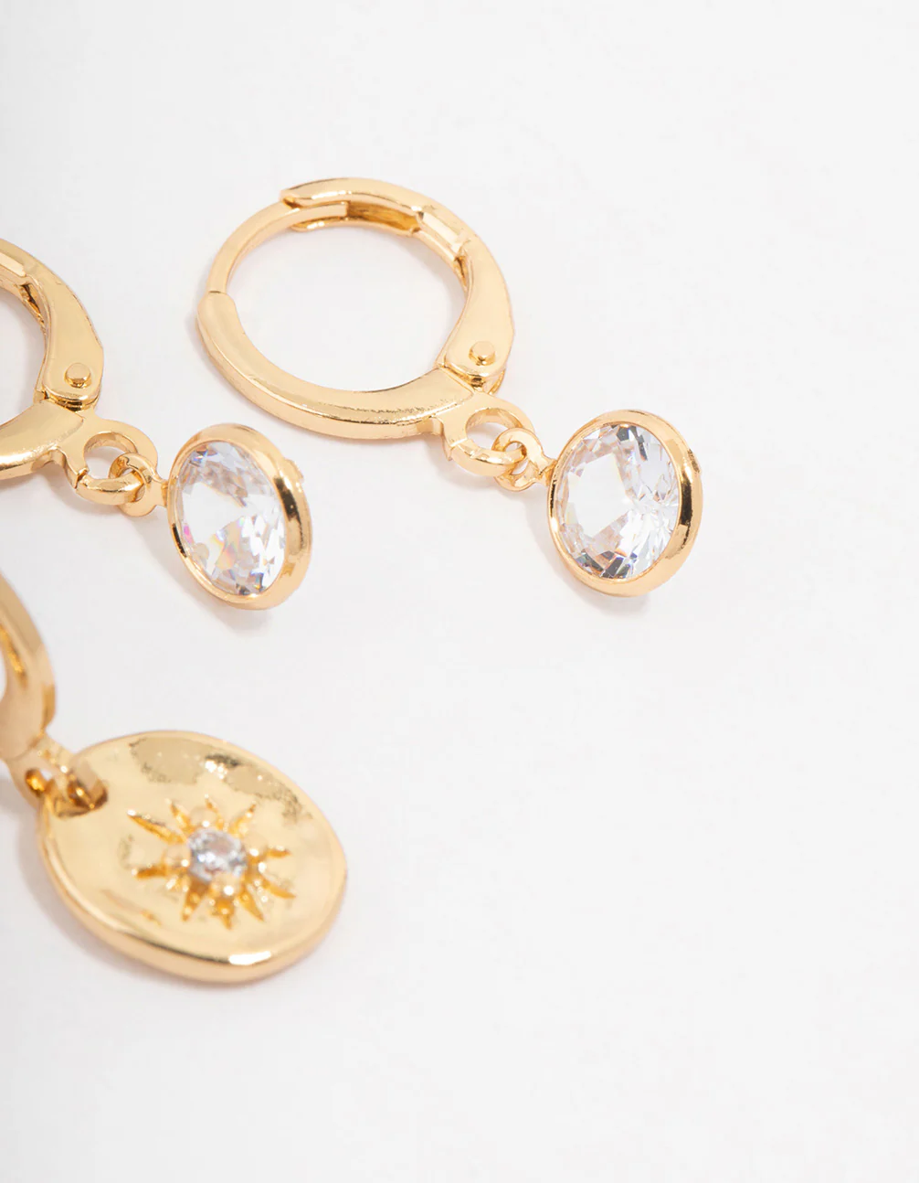 Gold Plated Brass Molten Star Drop Earring 3-Pack - Image 3