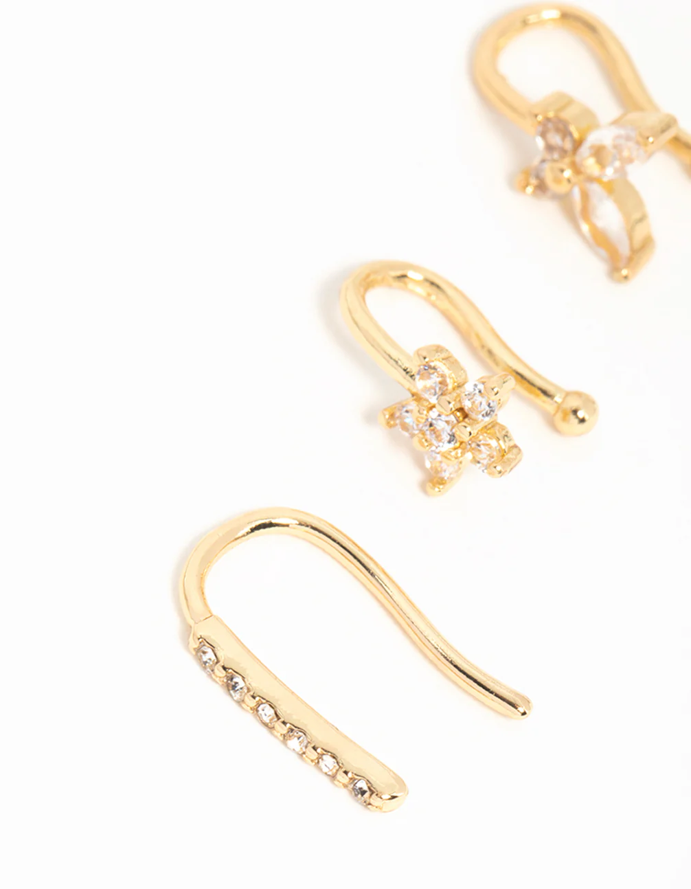 Gold Plated Nature Faux Nose Studs 3-Pack - Image 2