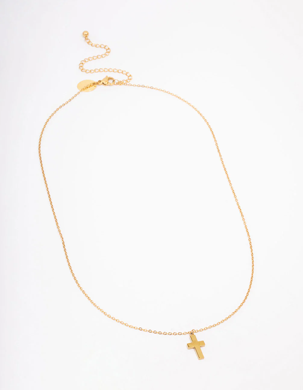 Gold Plated Plain Mini Cross Pendant Necklace - Image 2