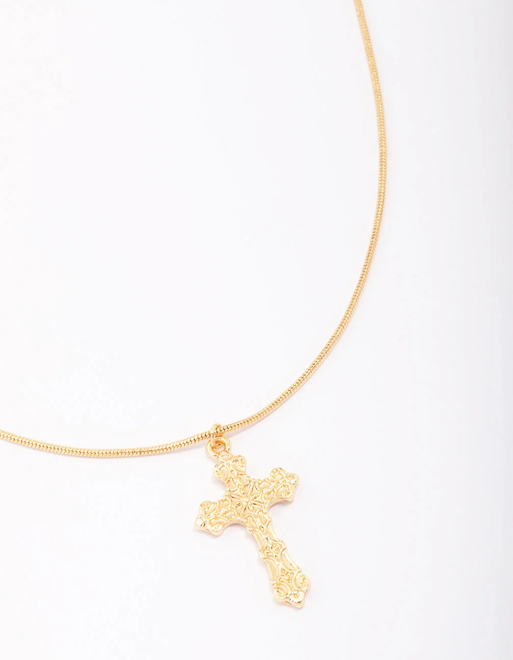 Gold Plated Round Snake Cross Chain Necklace