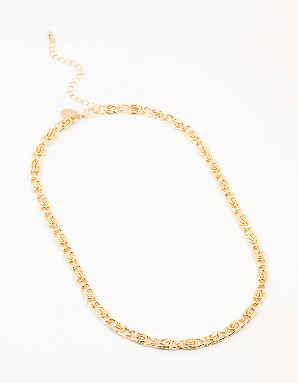 Gold Plated Scroll Chain Link Necklace - Image 2