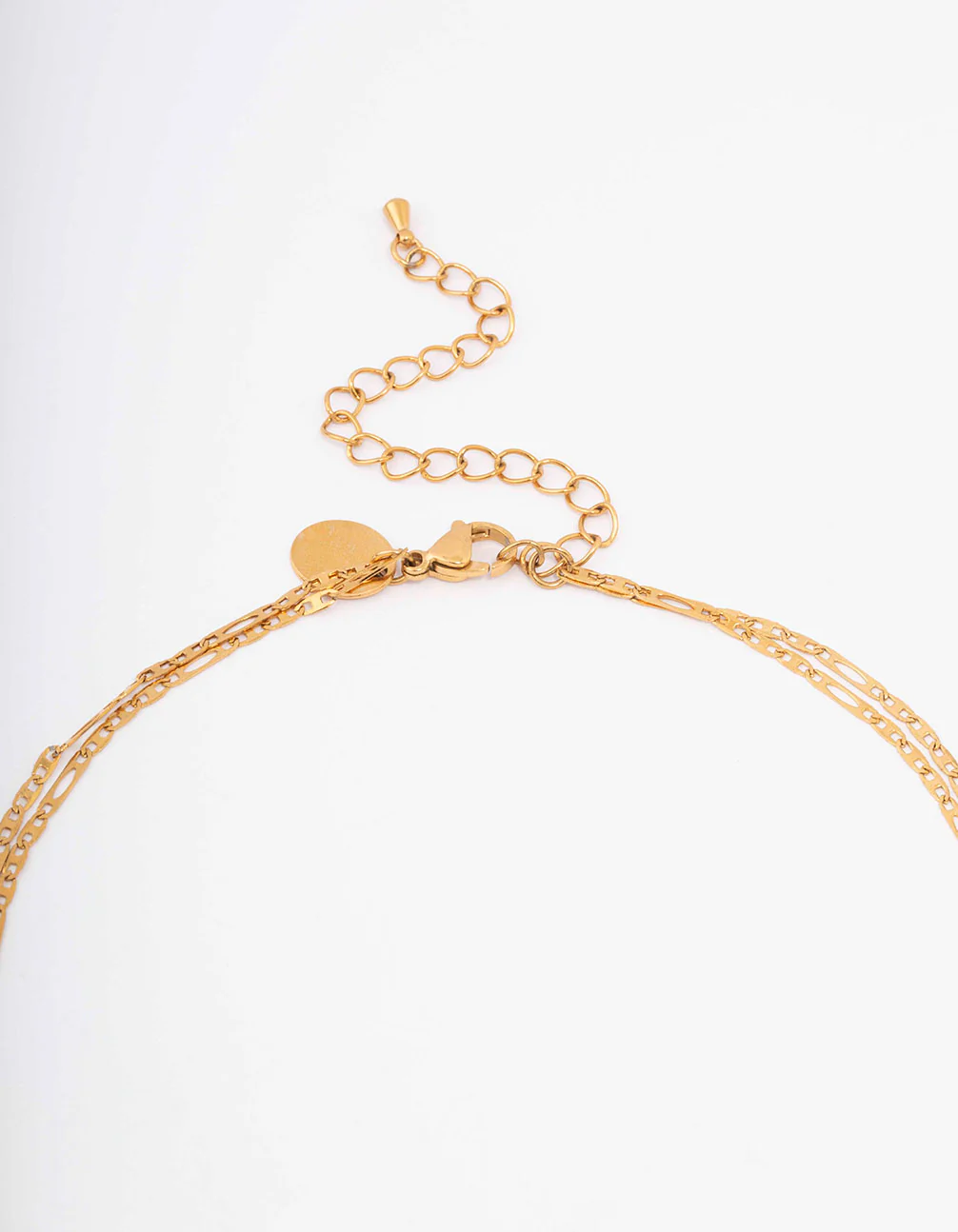 Waterproof Gold Plated Stainless Steel Figaro Double Chain Necklace - Image 3