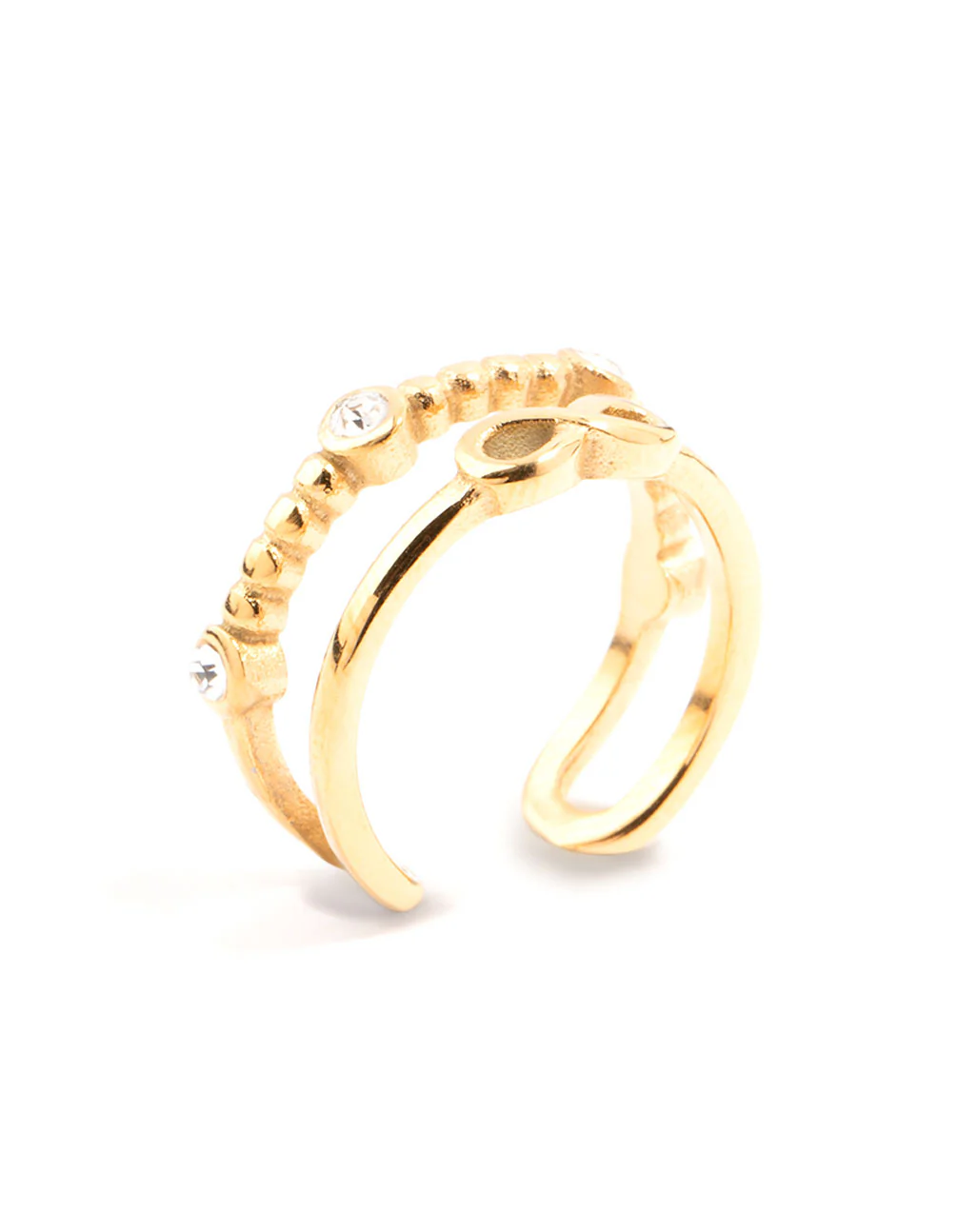 Waterproof Gold Plated Stainless Steel Infinity Tier Ring - Image 3