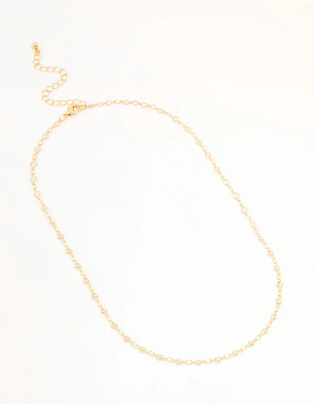 Gold Plated Station Flat Crystal Necklace - Image 2