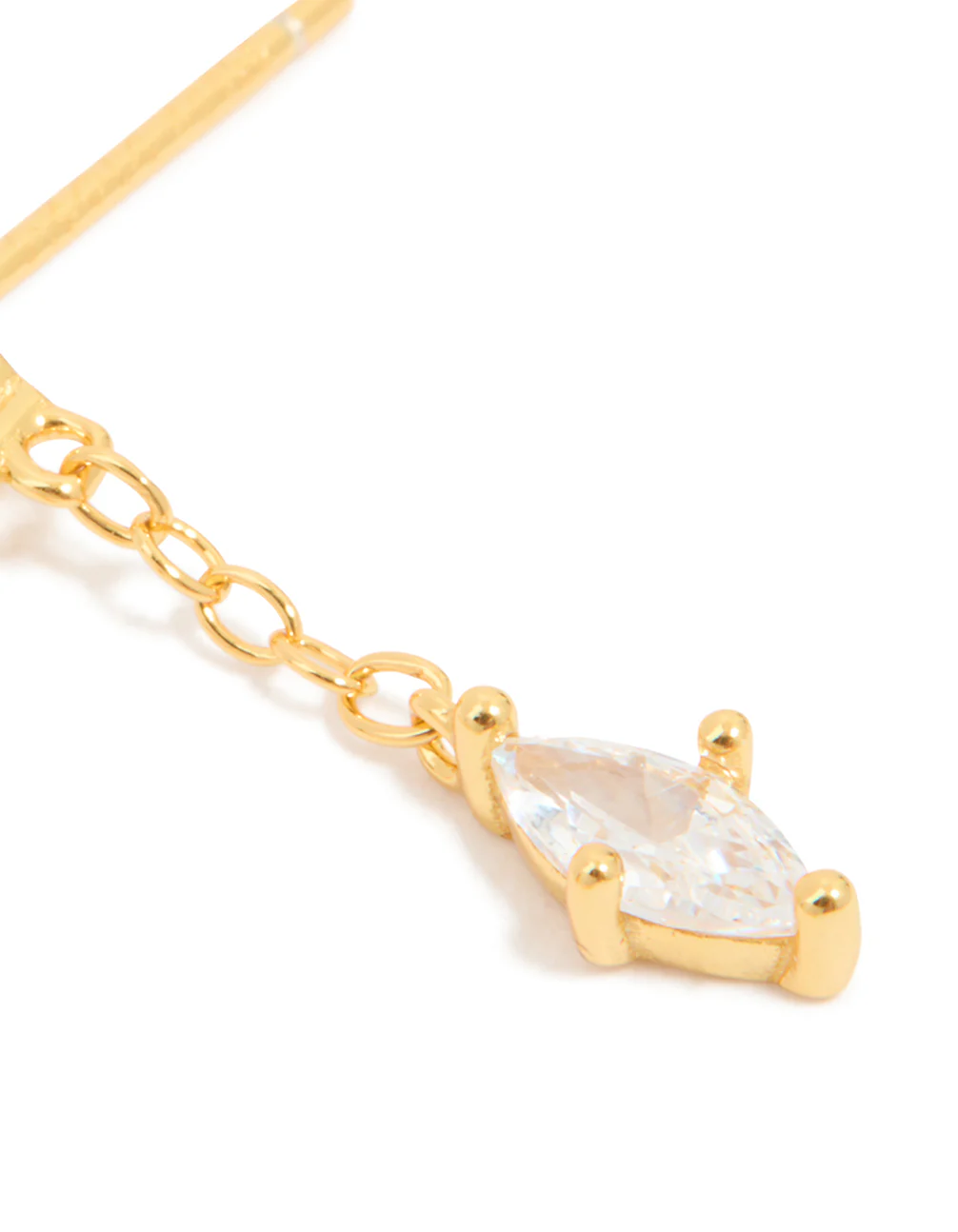 Gold Plated Sterling Silver Cubic Zirconia Drop Chain Earrings - Image 5