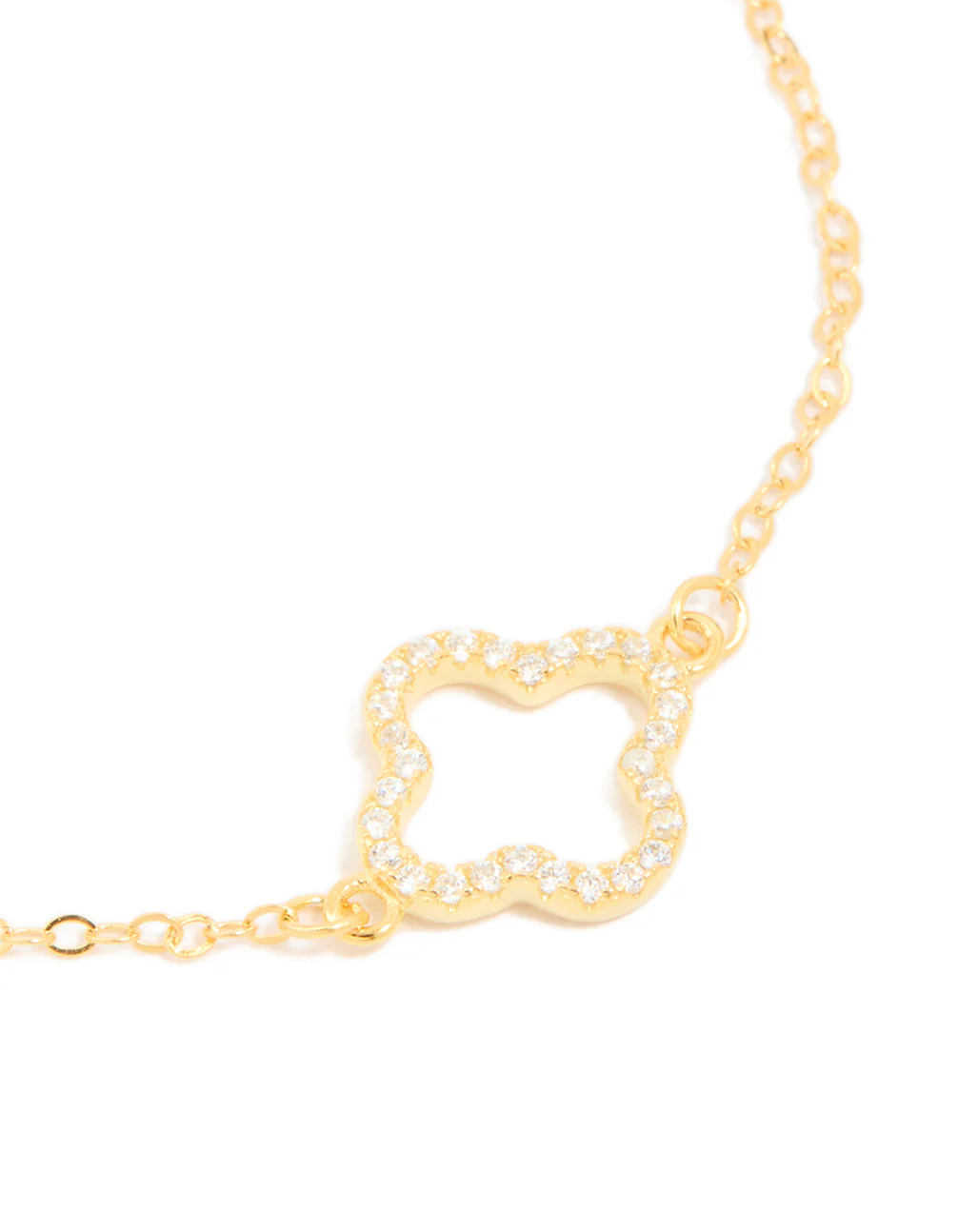 Gold Plated Sterling Silver Cubic Zirconia Flower Bracelet - Image 4