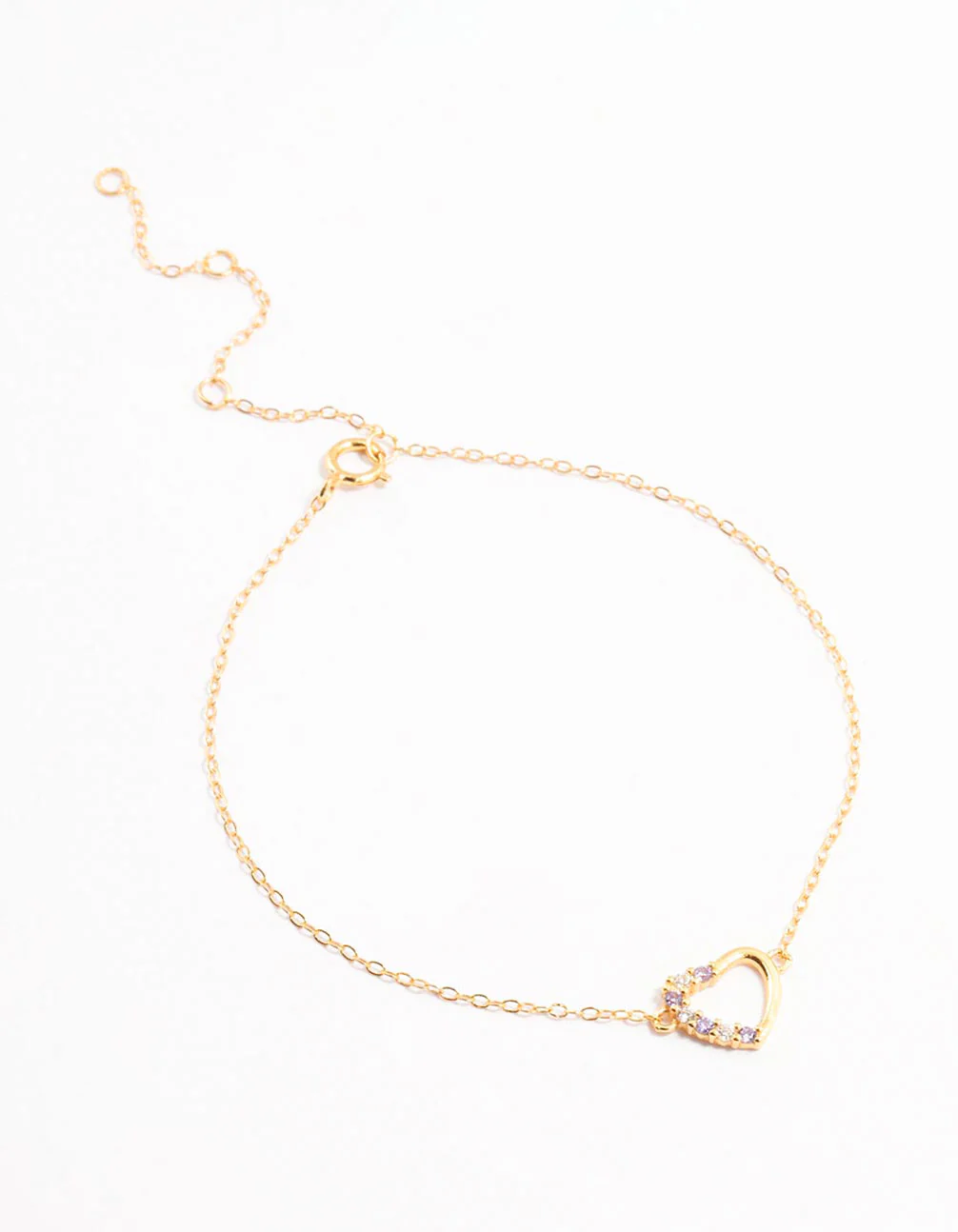 Gold Plated Sterling Silver Cubic Zirconia Heart Bracelet - Image 2