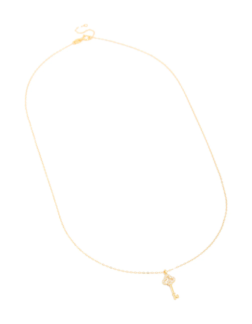 Gold Plated Sterling Silver Cubic Zirconia Key Necklace - Image 4