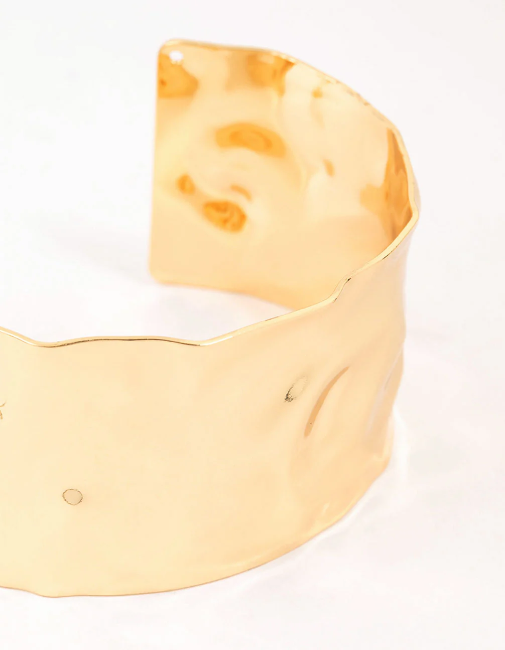 Gold Plated Hammered Wide Wrist Cuff - Image 2