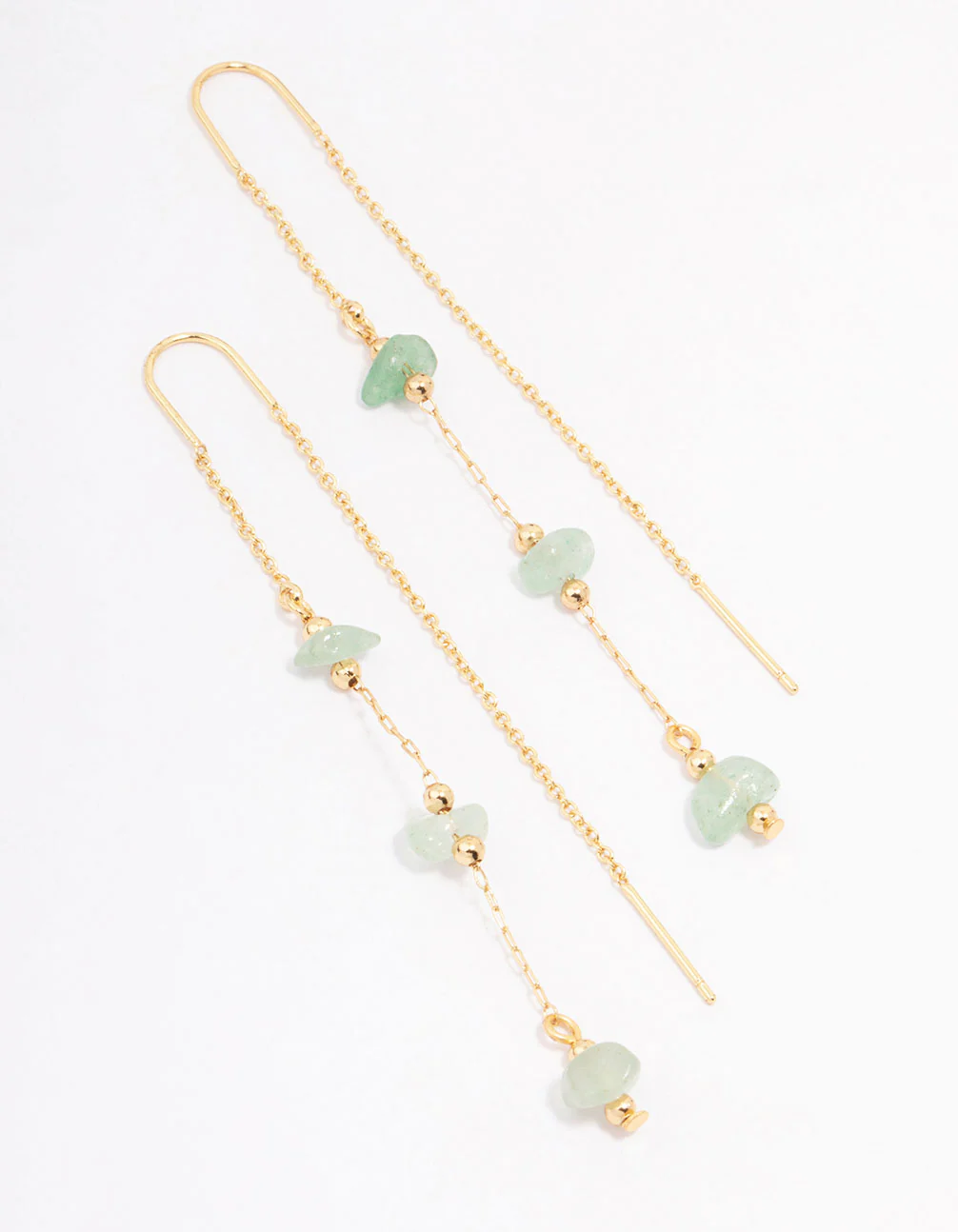 Gold Plated Semi-Precious Trio Stone Drop Earrings