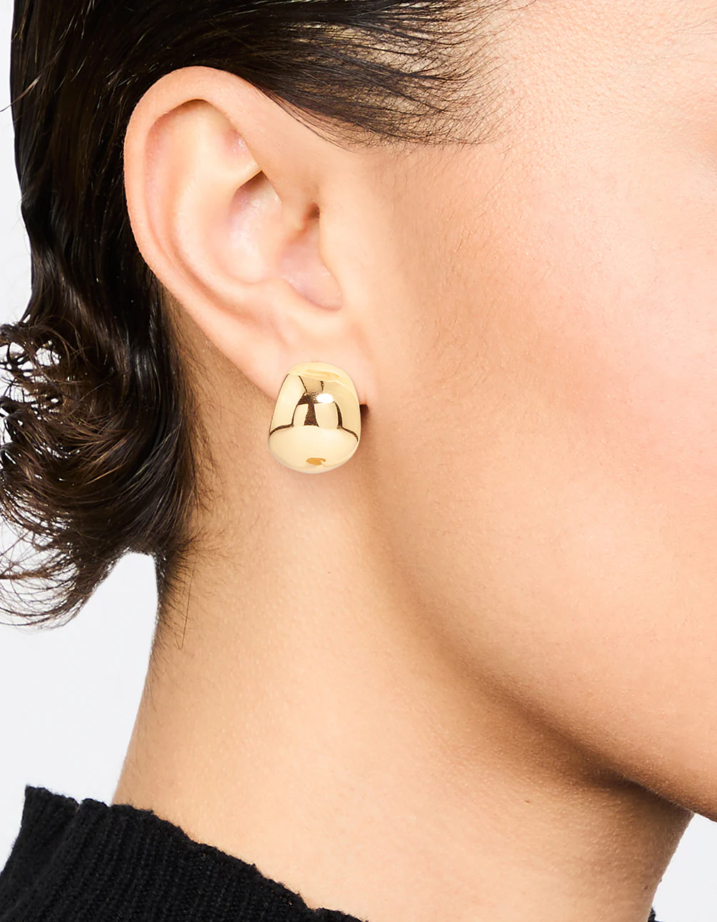 Waterproof Gold Plated Stainless Steel Bubble Hoop Earrings - Image 2