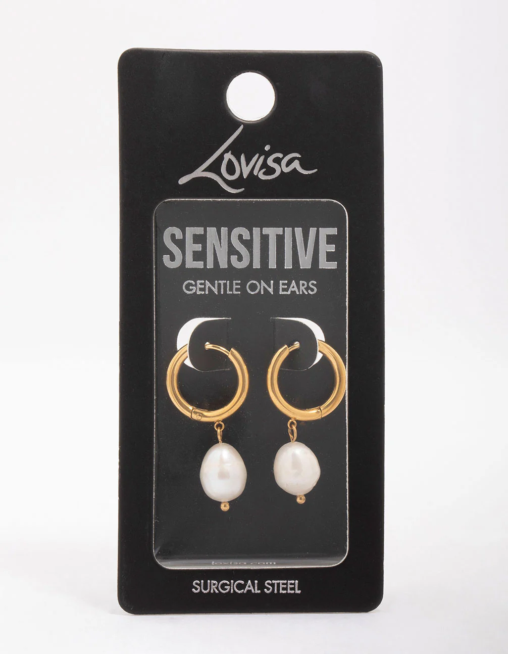 Gold Plated Surgical Steel Classic Freshwater Pearl Hoop Earrings - Image 2