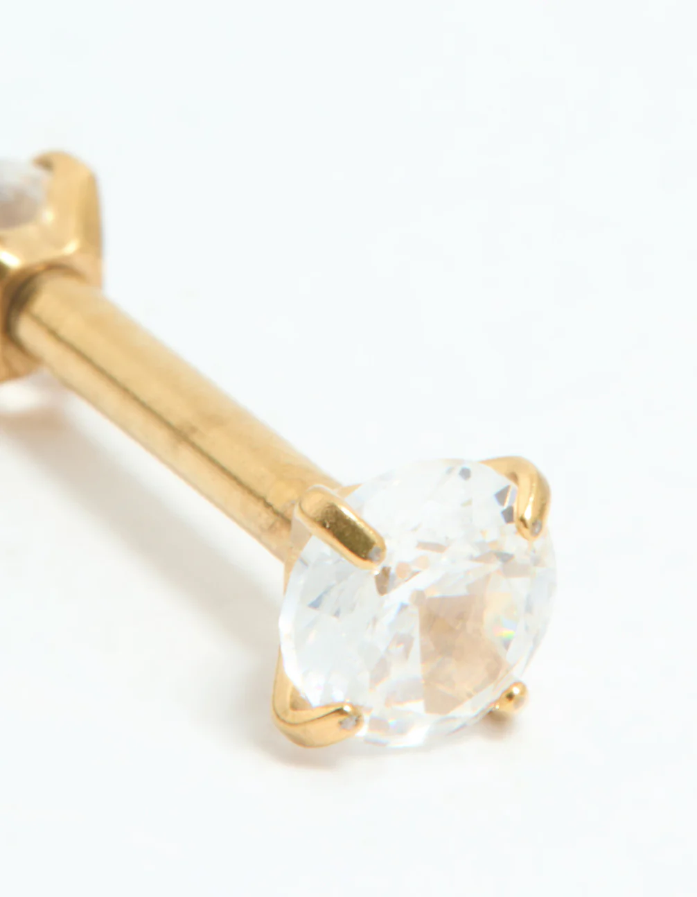 Gold Plated Surgical Steel Cubic Zirconia Reversible Flat Back Stud - Image 3