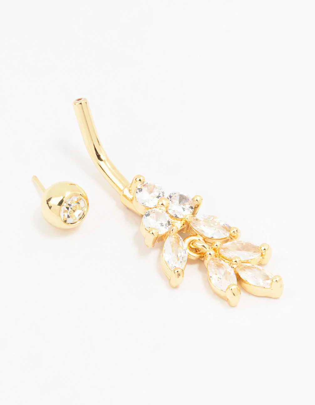 Gold Plated Surgical Steel Marquise Drop Threadless Belly Bar - Image 2