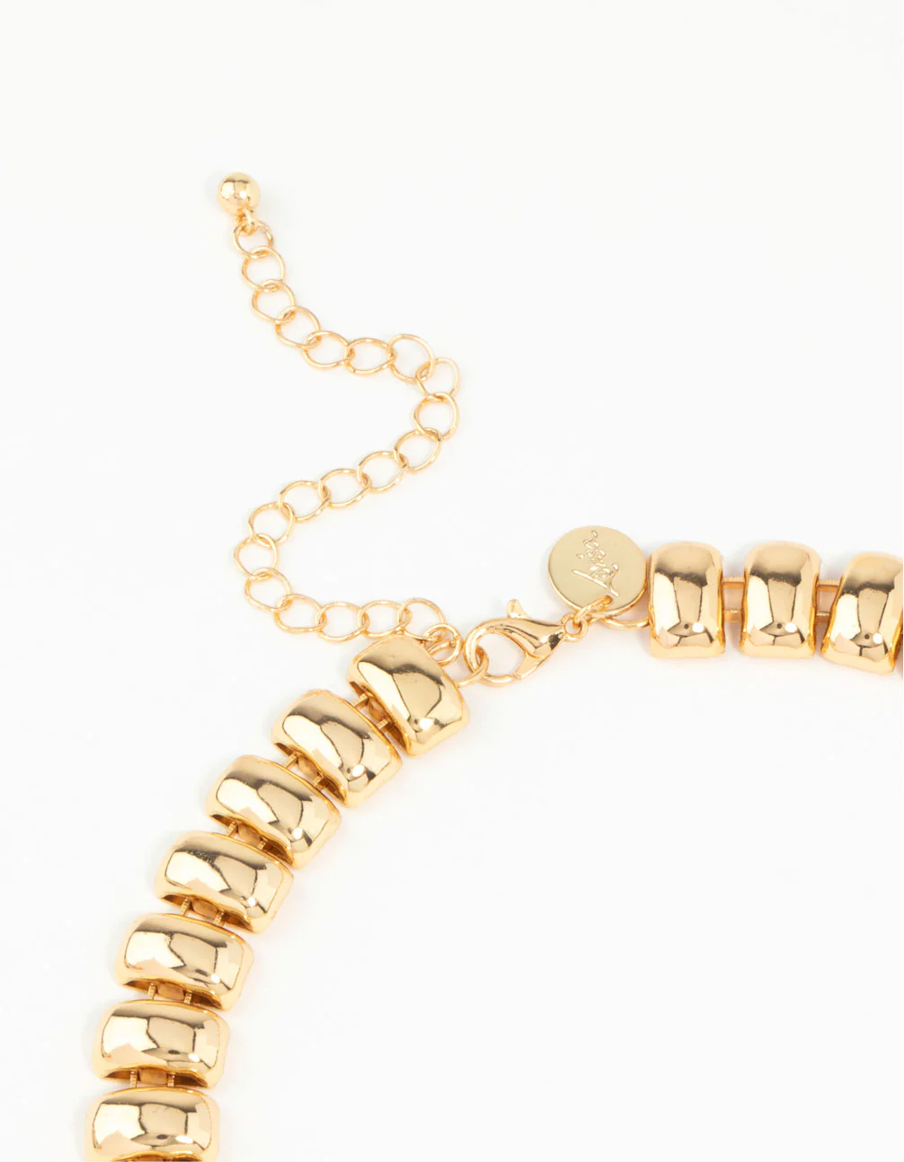 Gold Plated Textured Rectangle Necklace - Image 5