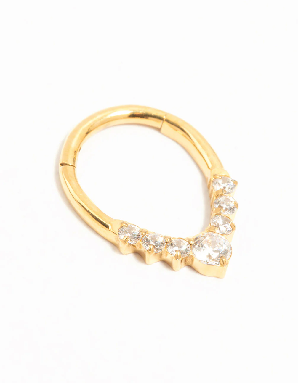 Gold Plated Titanium Cubic Zirconia Pointed Clicker Ring