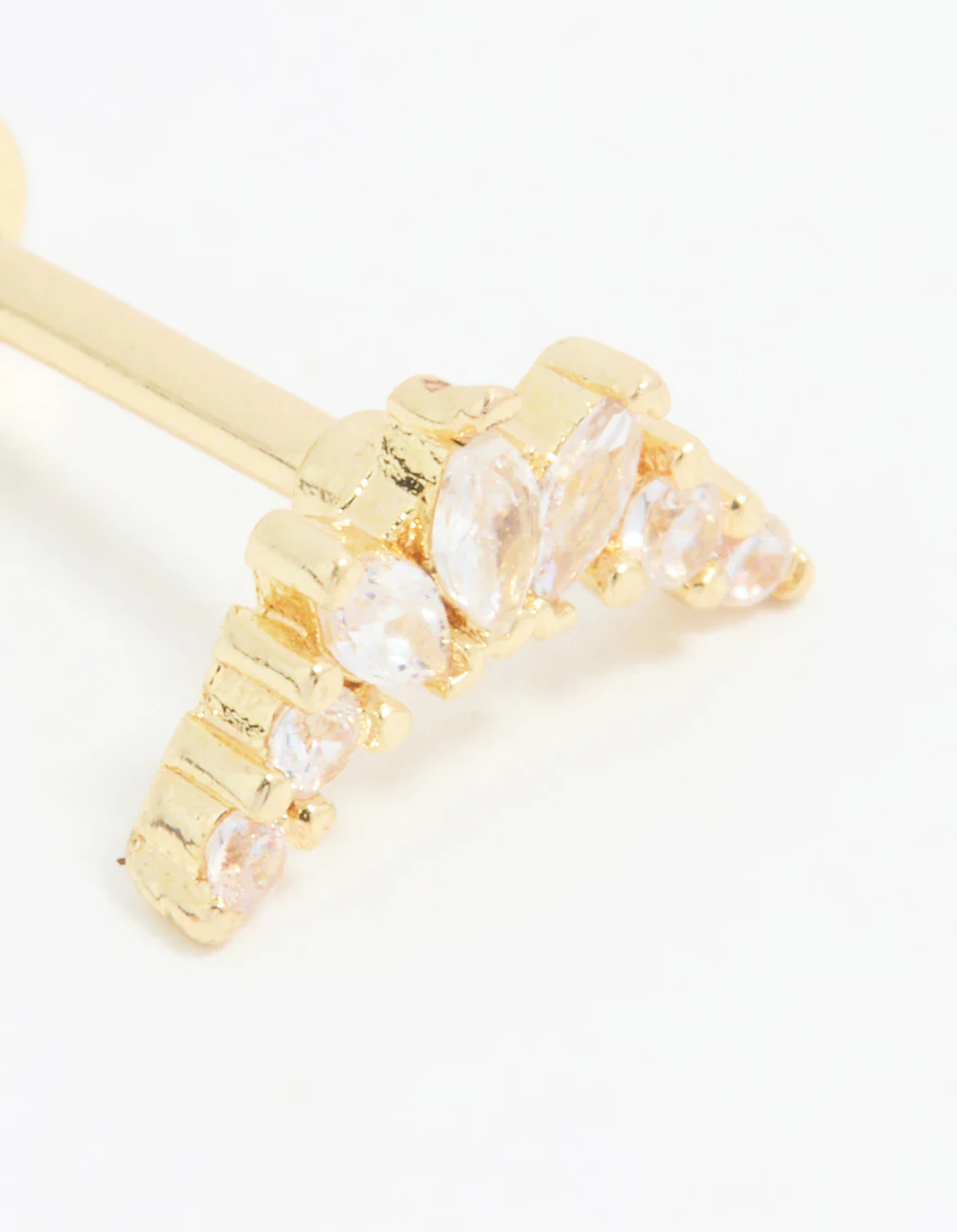 Gold Plated Titanium Cubic Zirconia Triangular Marquise Flat Back Stud - Image 2
