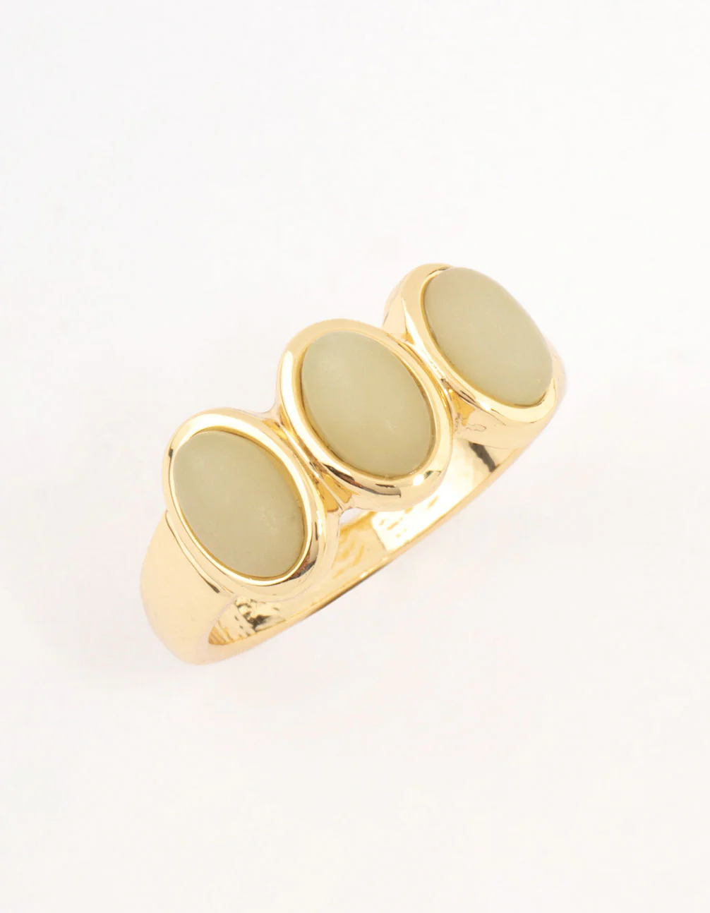 Gold Plated Trio Oval Stone Ring - Image 2