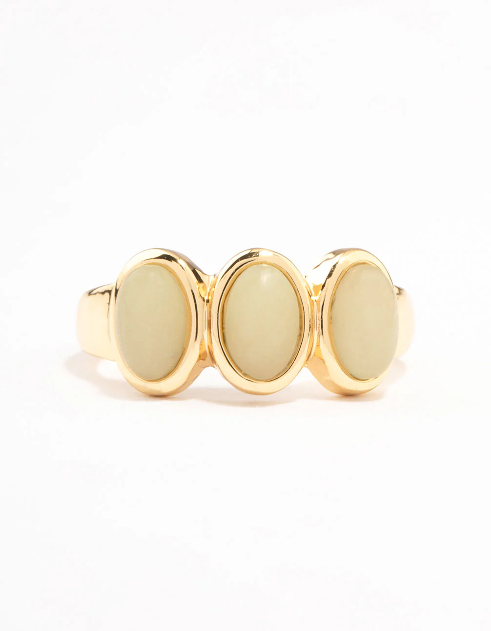 Gold Plated Trio Oval Stone Ring - Image 6
