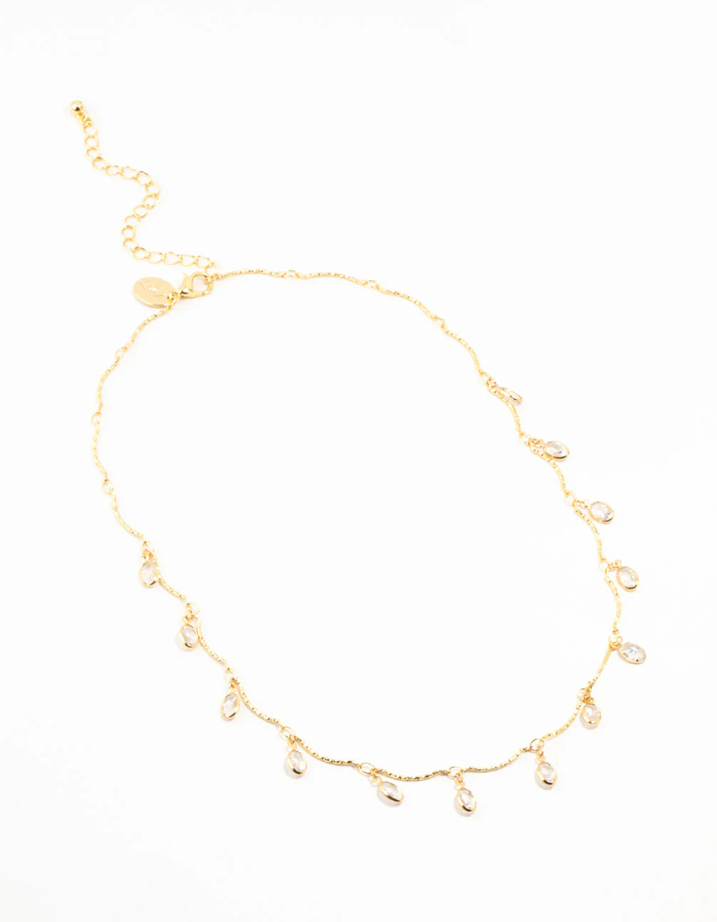 Gold Plated Brass Vine Crystal Charm Necklace - Image 2