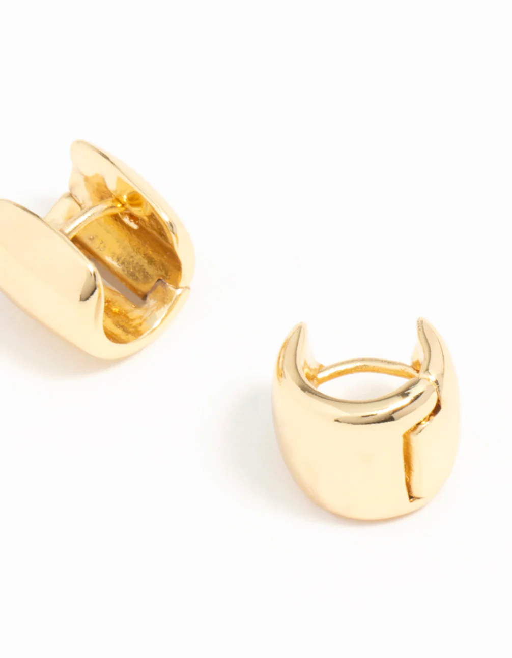 Gold Plated Wide Mini Huggie Earrings - Image 5