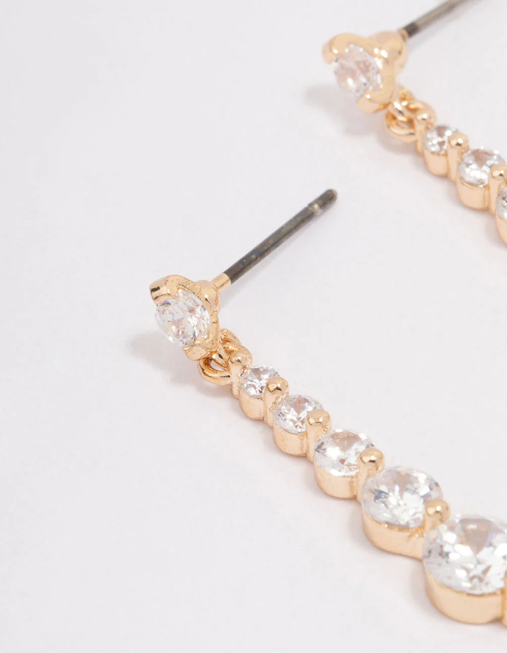 Gold Round Graduating Cubic Zirconia Drop Earrings - Image 2