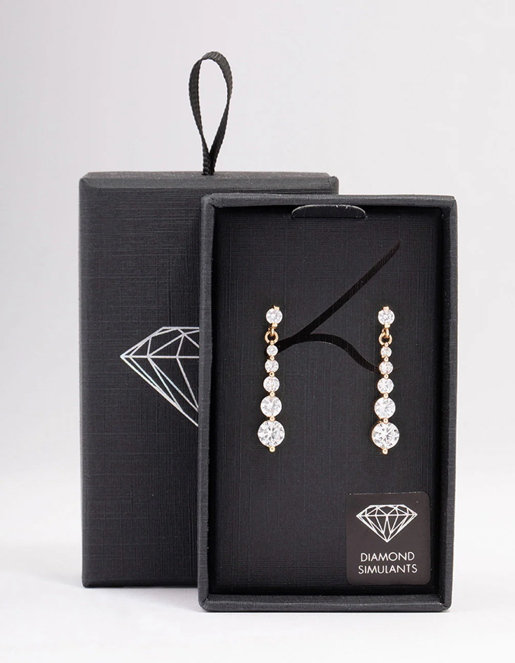 Gold Round Graduating Cubic Zirconia Drop Earrings - Image 3