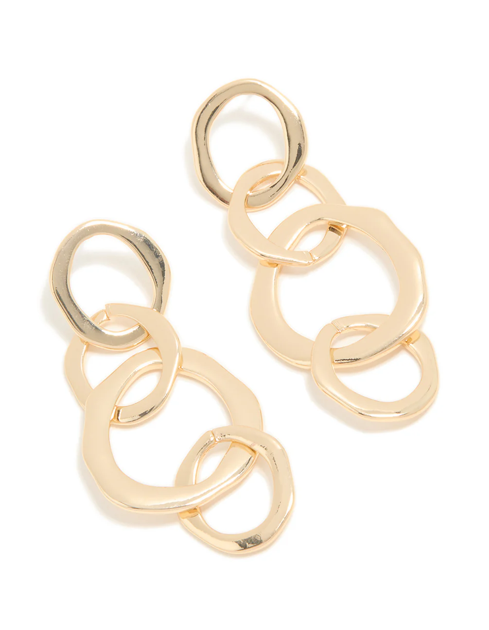 Gold Round Link Drop Earrings - Image 2