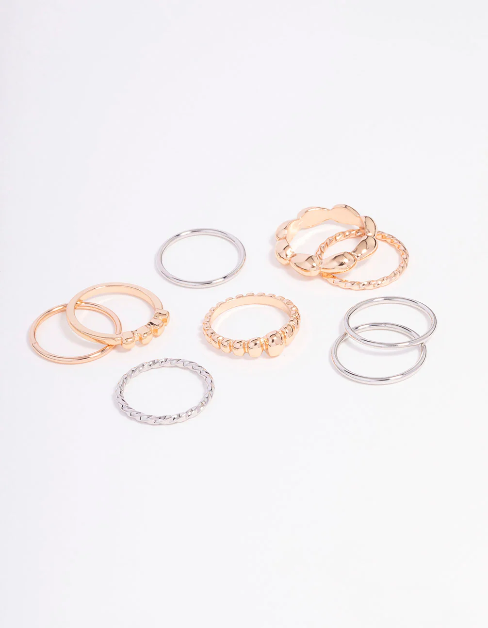 Gold & Silver Two-Toned Multi Spiral Ring 9-Pack