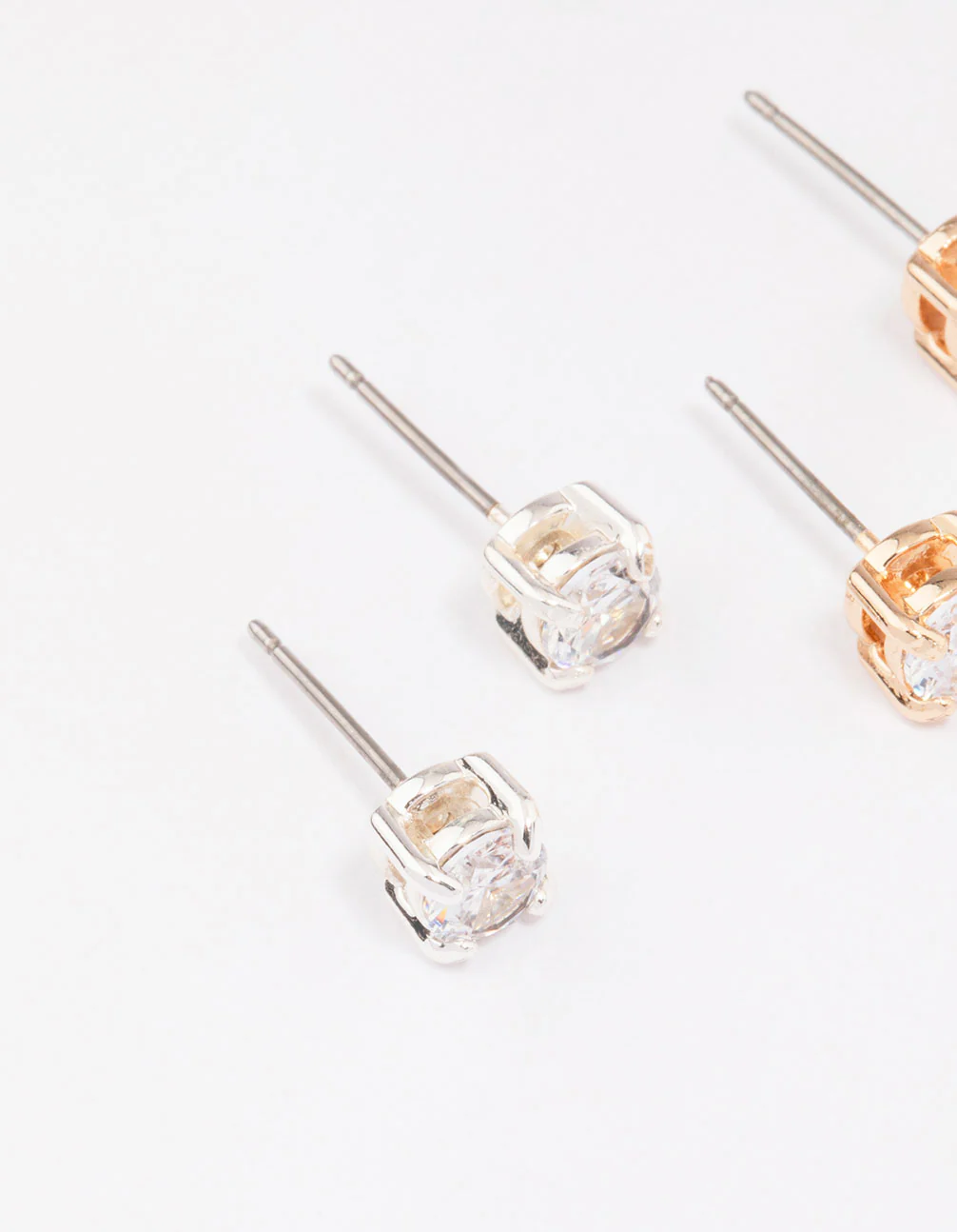 Gold & Silver Two-Toned Diamante Stud Earring Pack - Image 2