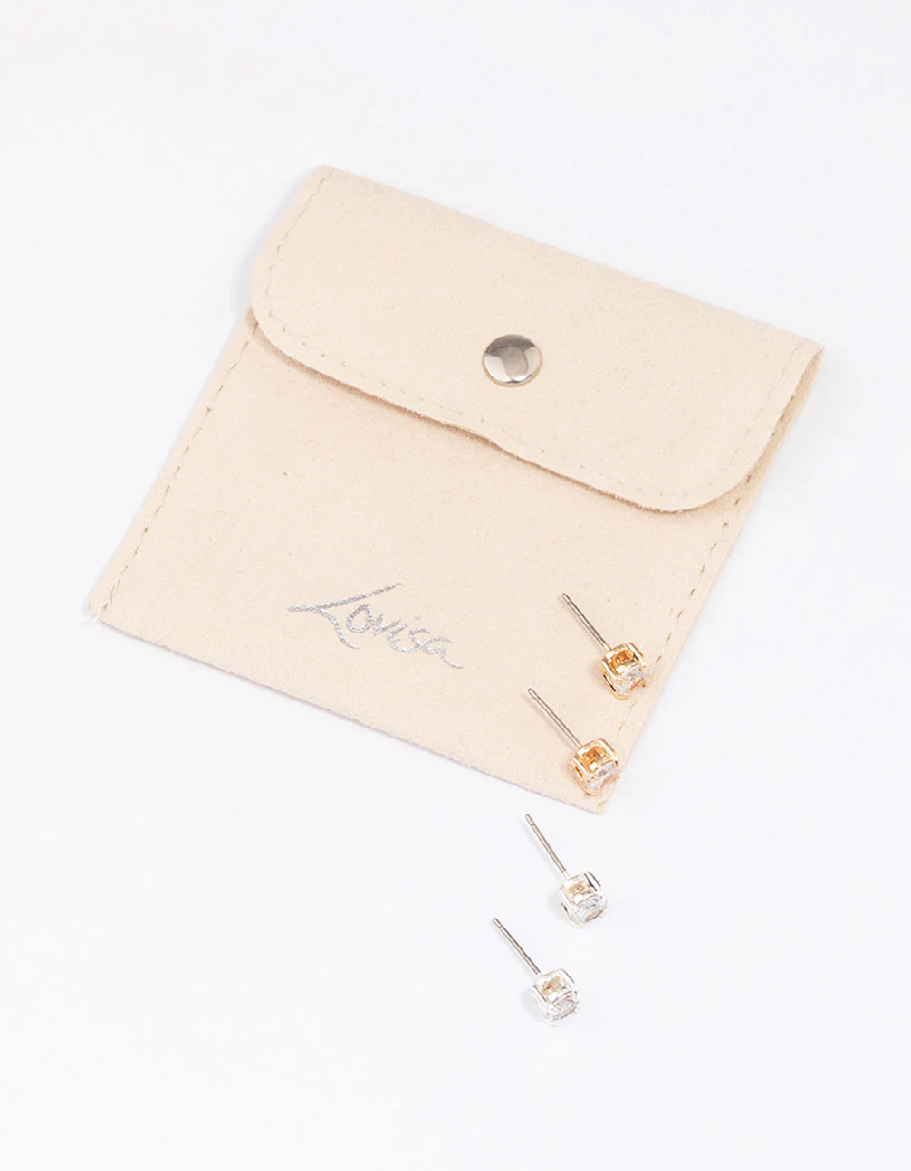 Gold & Silver Two-Toned Diamante Stud Earring Pack - Image 4