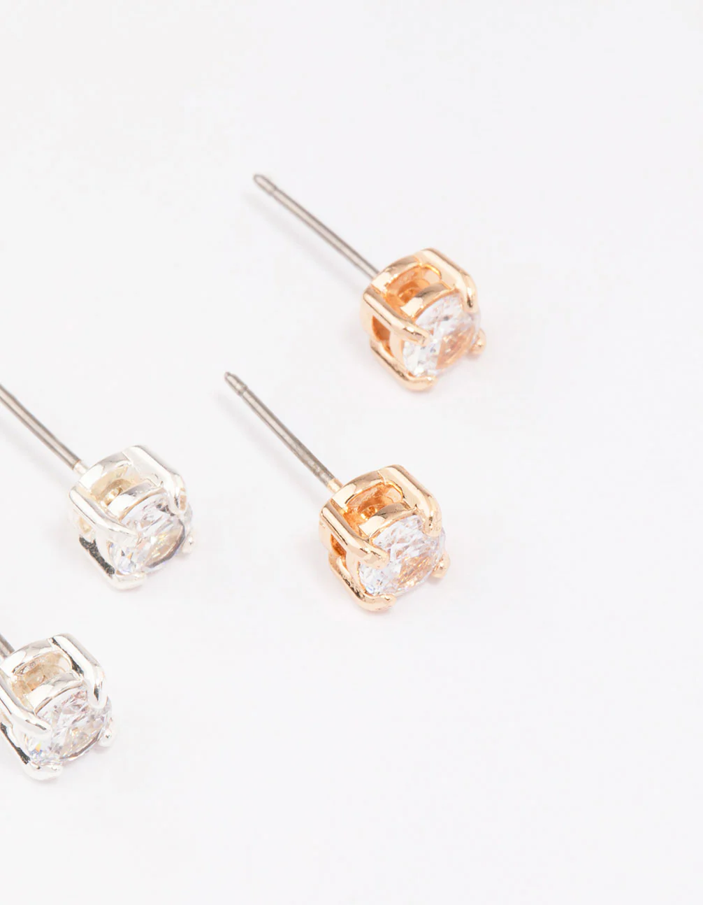 Gold & Silver Two-Toned Diamante Stud Earring Pack - Image 5