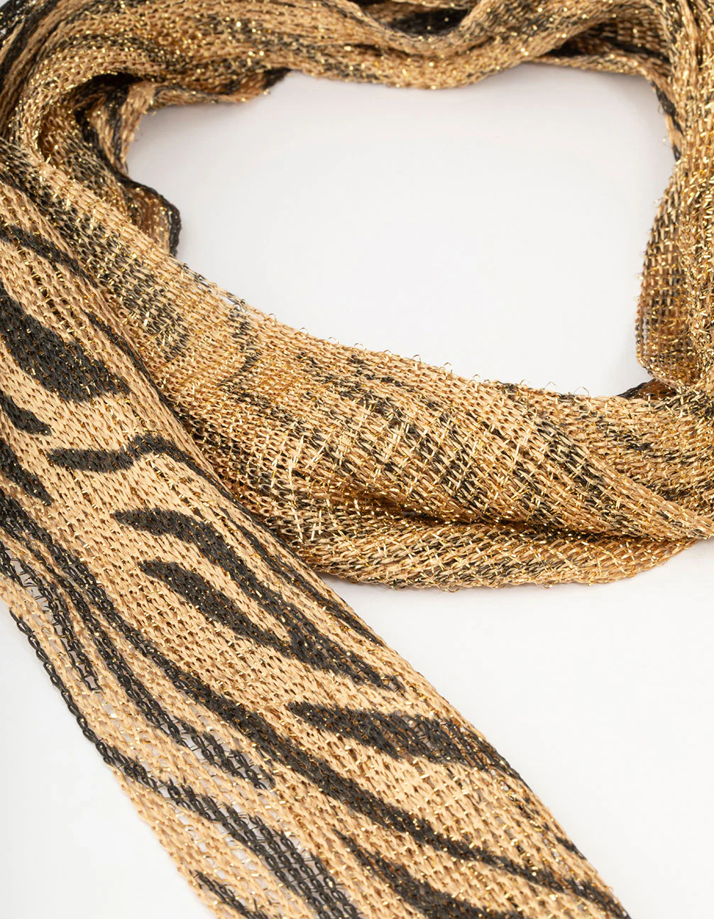 Gold Skinny Lurex Fabric Zebra Scarf - Image 2