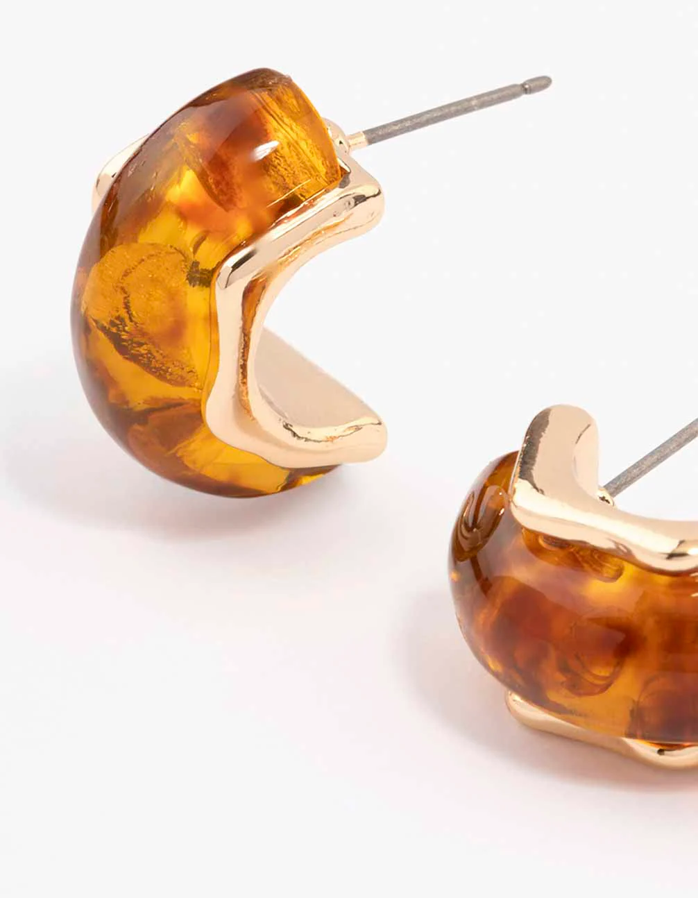 Gold Small Acrylic Hoop Earrings - Image 2