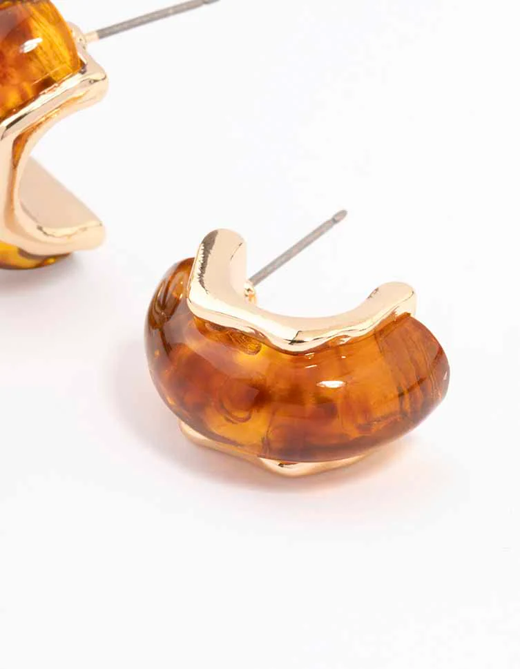 Gold Small Acrylic Hoop Earrings - Image 3