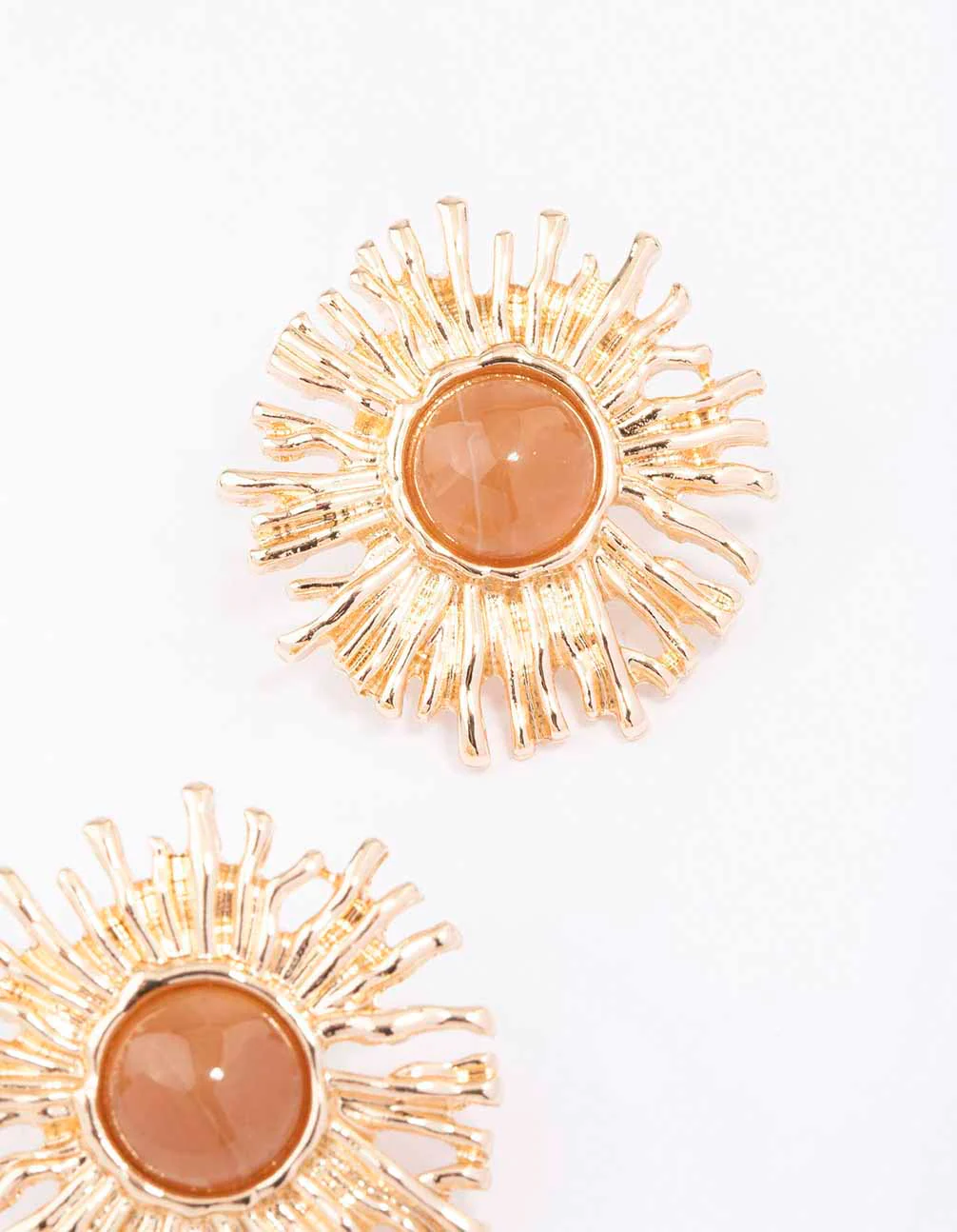 Gold Small Sun Stud Earrings - Image 3