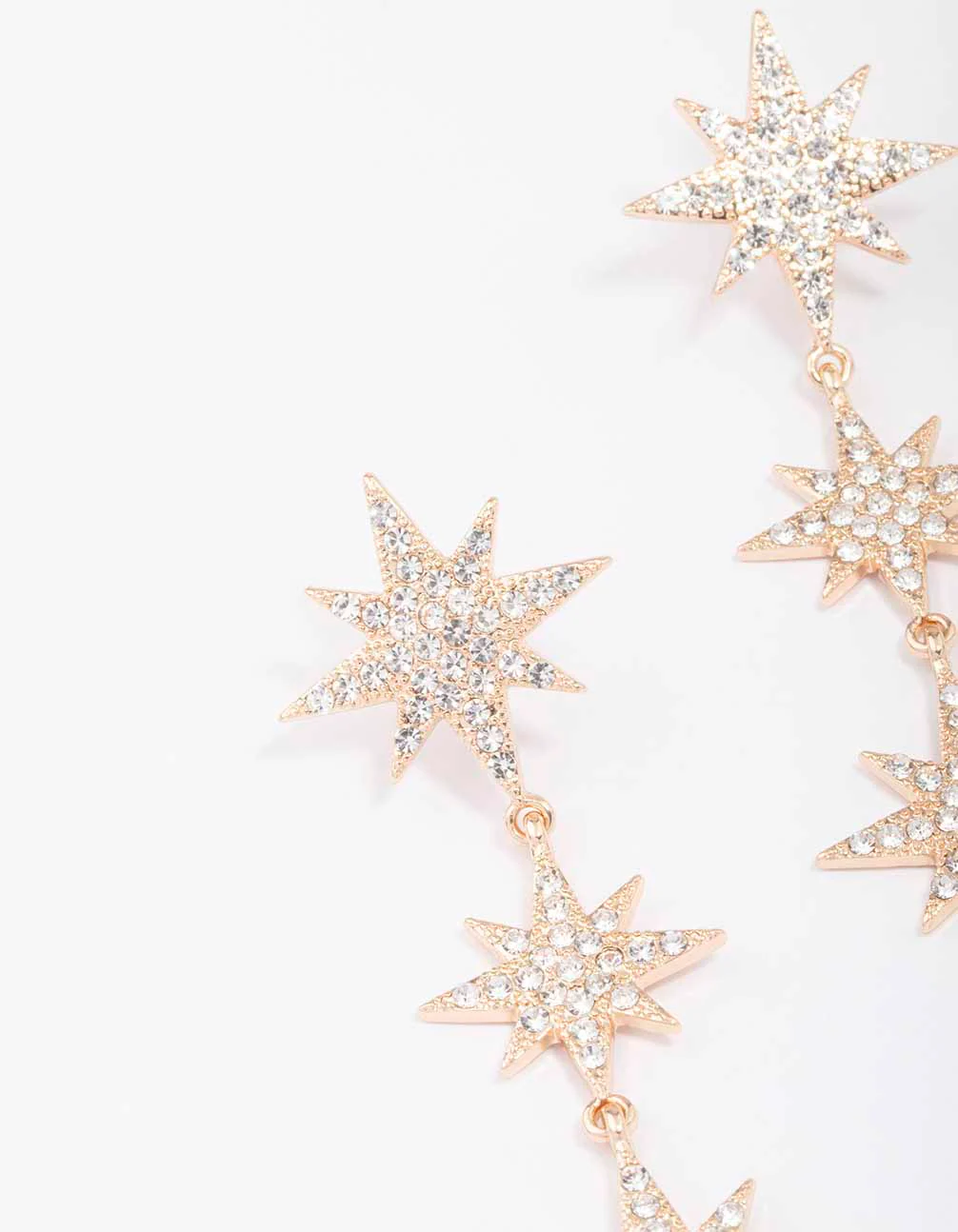 Gold Statement Diamante Star Drop Earrings - Image 2
