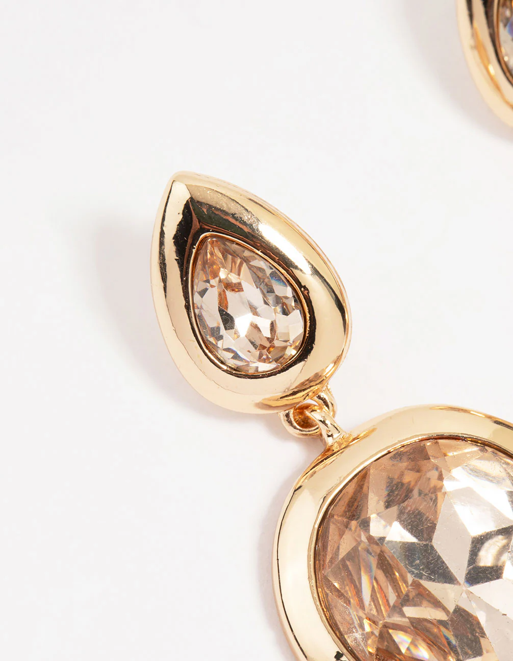 Gold Teardrop Stone Drop Earrings - Image 4
