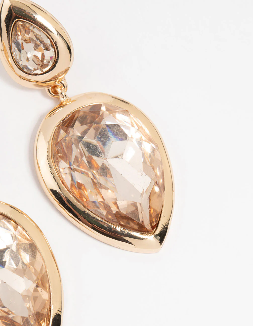 Gold Teardrop Stone Drop Earrings - Image 5